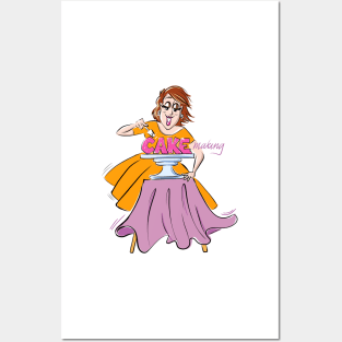 Cake Making in an orange dress Posters and Art